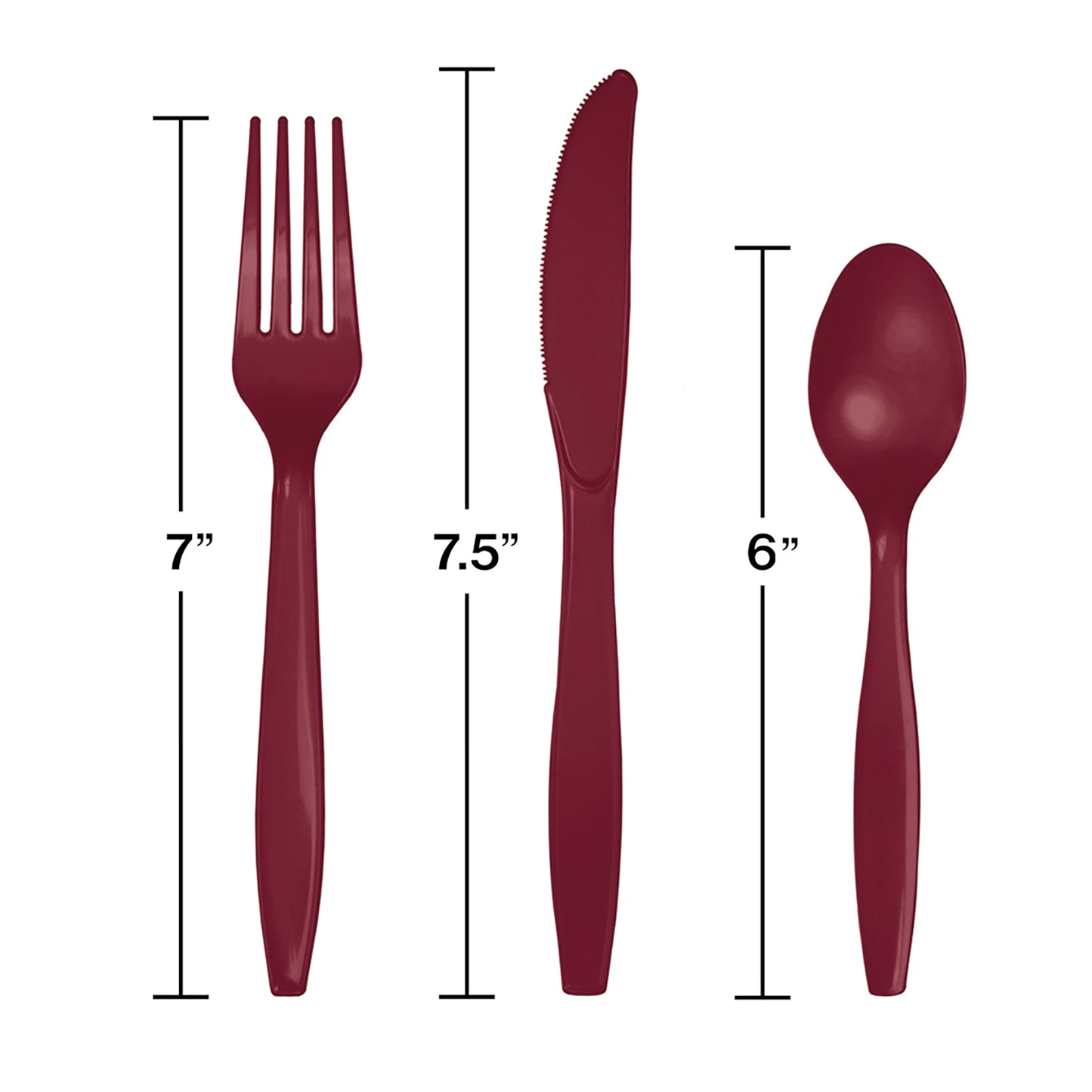 Burgundy Assorted Plastic Cutlery 288 ct