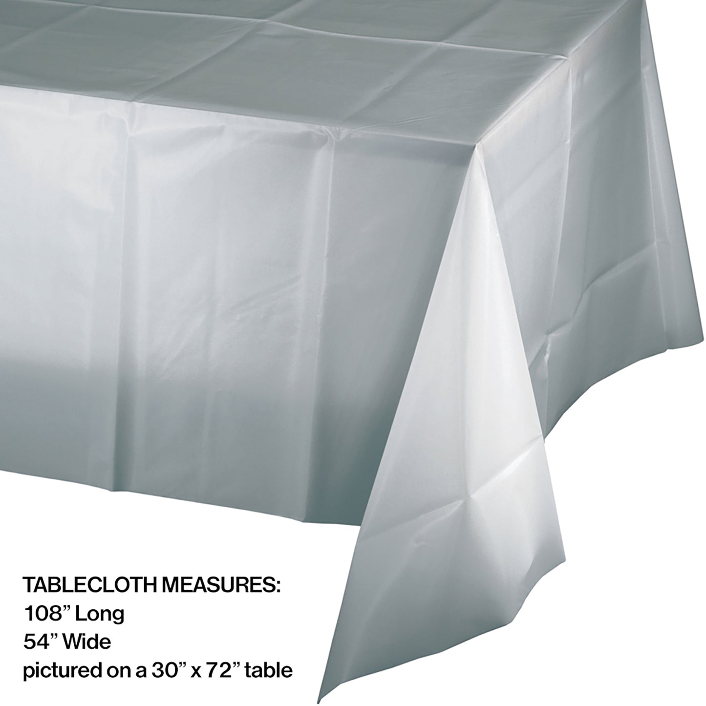 Value Friendly Shimmering Silver Plastic Tablecloths 12 ct