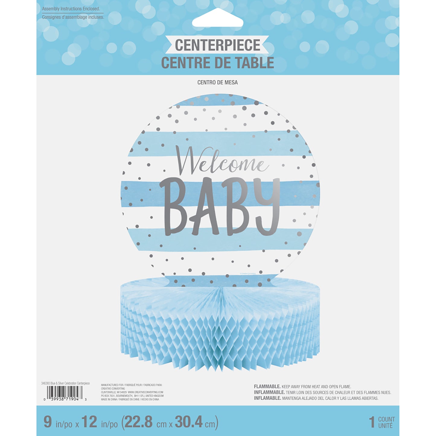 Blue and Silver Celebration Baby Shower Centerpieces 6 ct