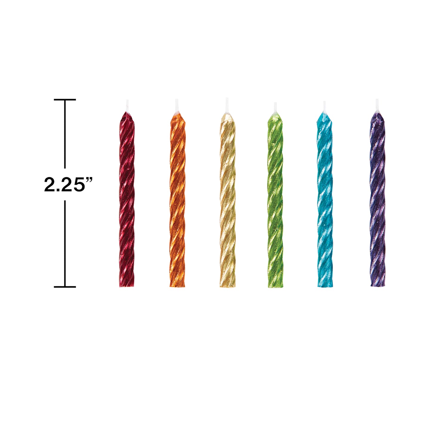 Rainbow Metallic Spiral Candles 288 ct