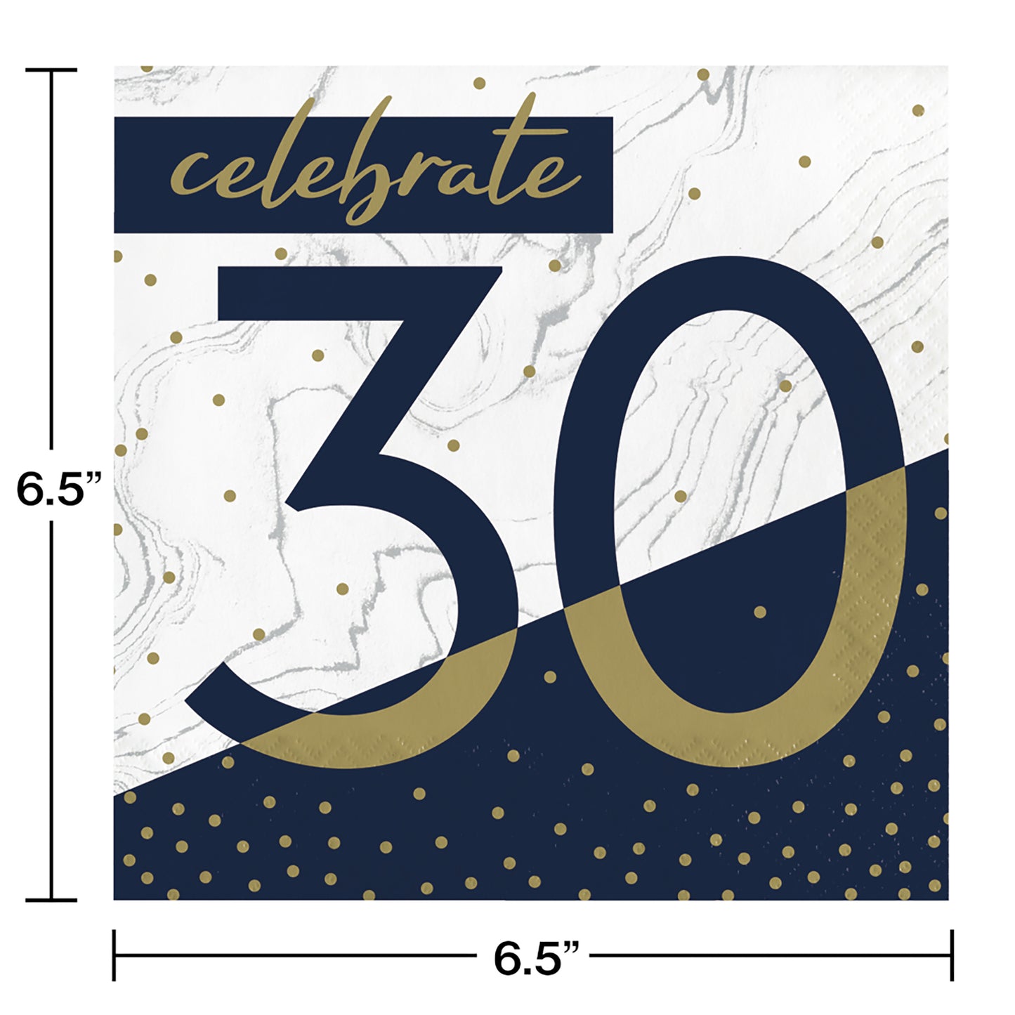 Navy and Gold 30th Birthday Luncheon Napkins 192 ct