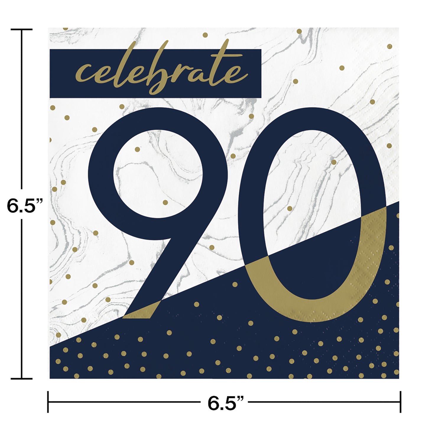Navy and Gold 90th Birthday Luncheon Napkins 192 ct