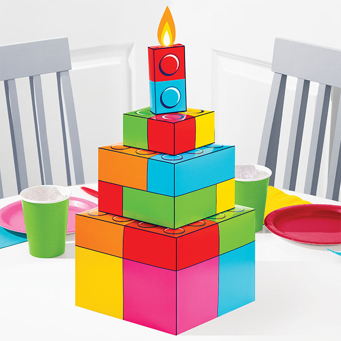 Block Bash Toy Blocks Centerpieces 6 ct on a table