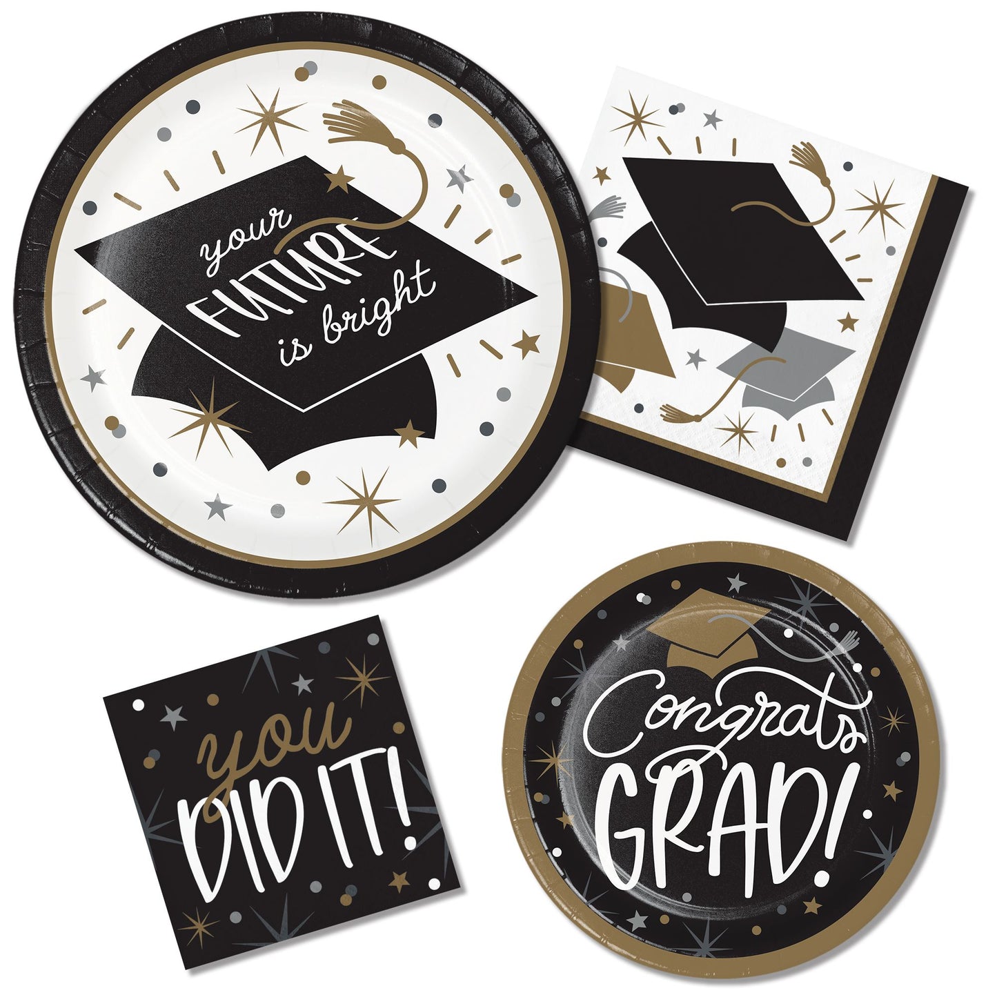 Glowing Grad Dinner Paper Plates 96 ct