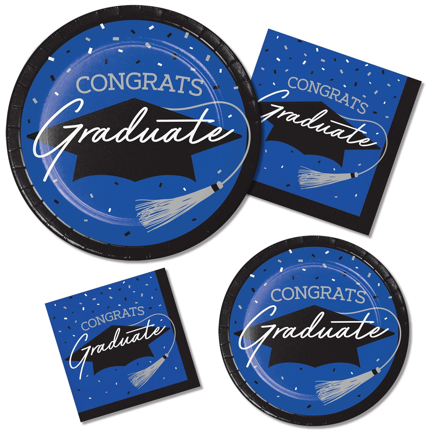 School Spirit Blue Graduation Plates and Napkins