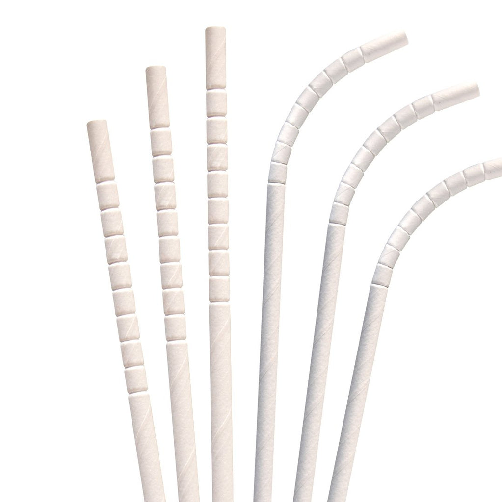 7.75" White Eco-Flex Paper Straws - 4800 ct.