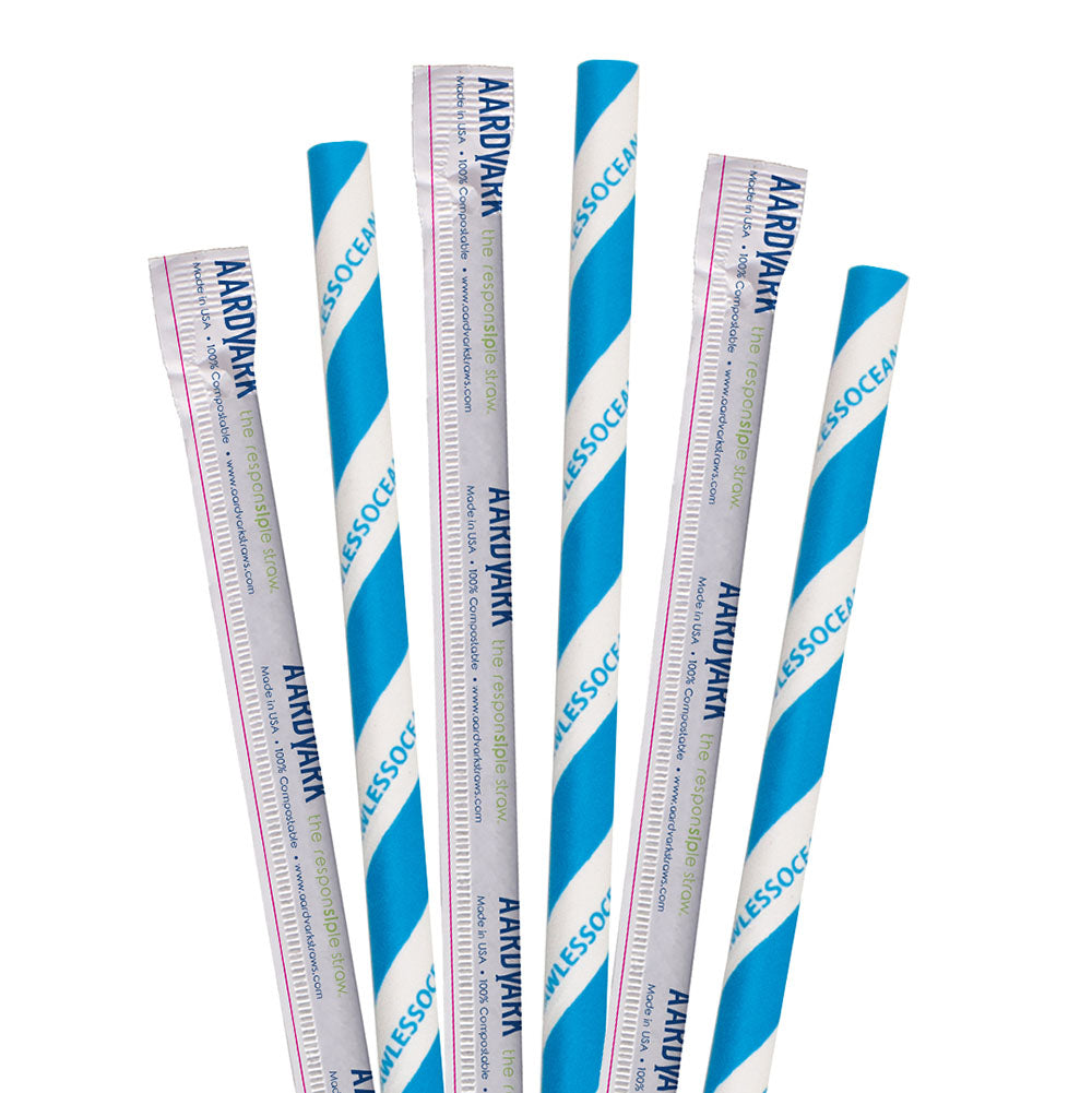 7.75" Wrapped StrawLESS OCEAN Giant Paper Straws - 2400 ct.