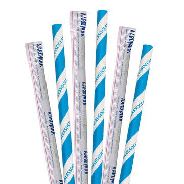 7.75" Wrapped StrawLESS OCEAN Giant Paper Straws - 2400 ct.
