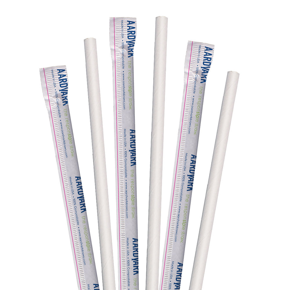 7.75" Wrapped White Jumbo Paper Straws - 3200 ct.