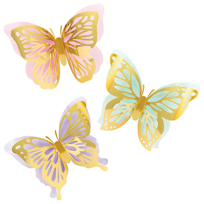 Golden Butterfly Wall Decor 18 ct