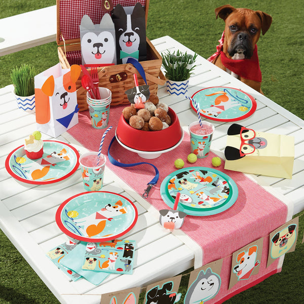 Dog Party party supplies on a table