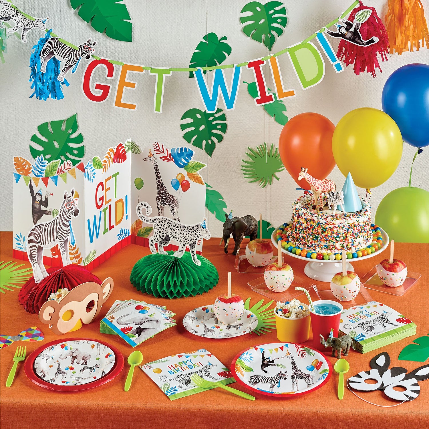 Party Animals Party Supplies displayed on a table