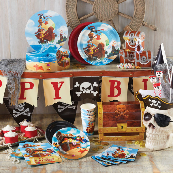 Treasure Island Pirate Party Supplies on a table