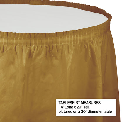 Glittering Gold Plastic Tableskirt 6 ct