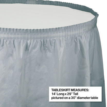 Shimmering Silver Plastic Tableskirt 6 ct