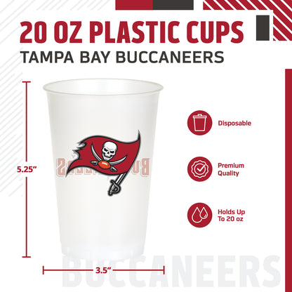 Officially Licensed Tampa Bay Buccaneers NFL Football 20 oz Plastic Cups 96 ct Bulk