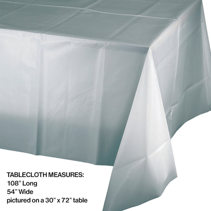 Shimmering Silver Plastic Tablecloths 12 ct