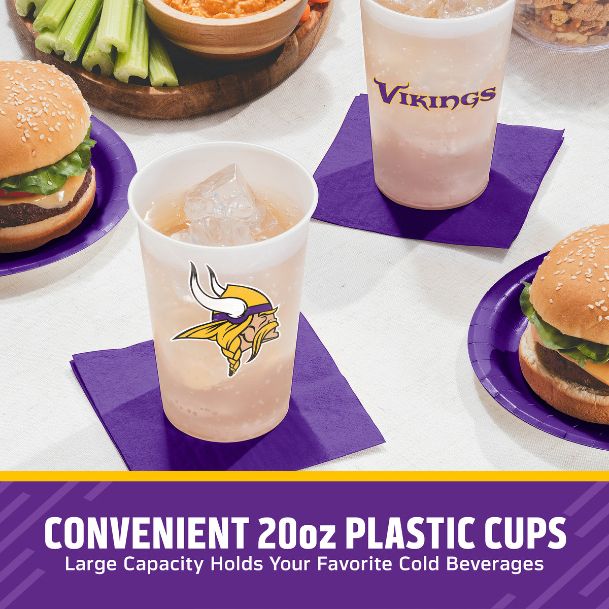 Officially Licensed Minnesota Vikings NFL Football 20 oz Plastic Cups 96 ct Bulk