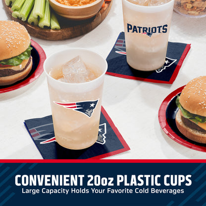 Officially Licensed New England Patriots NFL Football 20 oz Plastic Cups 96 ct Bulk