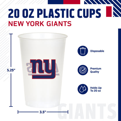 Officially Licensed New York Giants NFL Football 20 oz Plastic Cups 96 ct Bulk