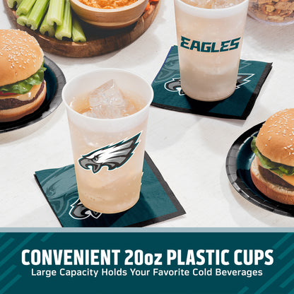Officially Licensed Philadelphia Eagles NFL Football 20 oz Plastic Cups 96 ct Bulk