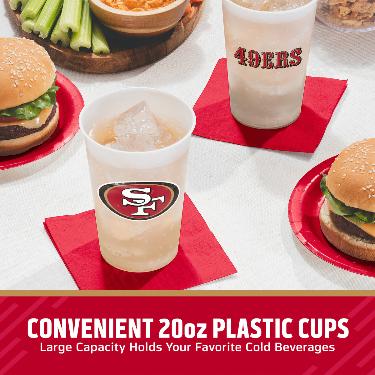 Officially Licensed San Francisco 49ers NFL Football 20 oz Plastic Cups 96 ct Bulk