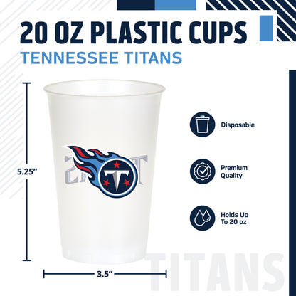 Officially Licensed Tennessee Titans NFL Football 20 oz Plastic Cups 96 ct Bulk