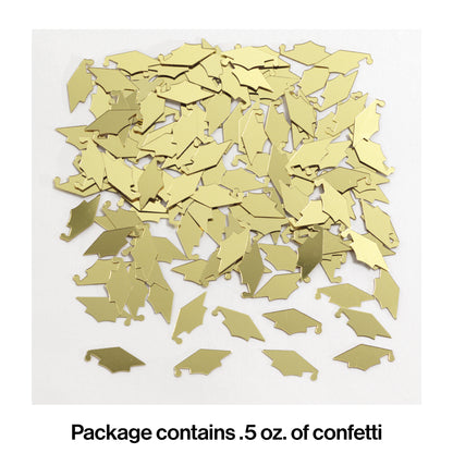 Gold Mortarboard Graduation Confetti 12 ct