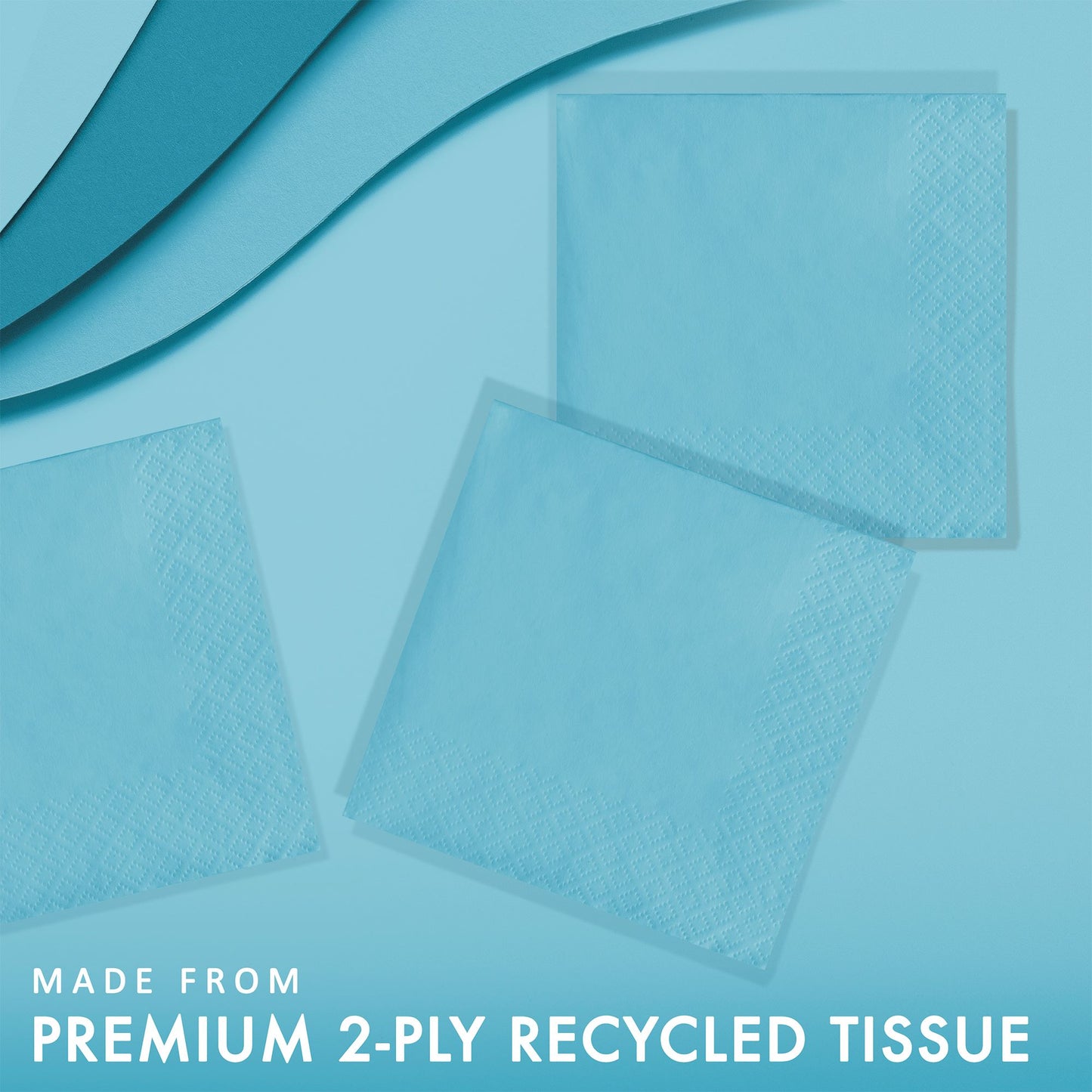 Pastel Blue 2-Ply Beverage Napkins 600 ct Feature Callout Image