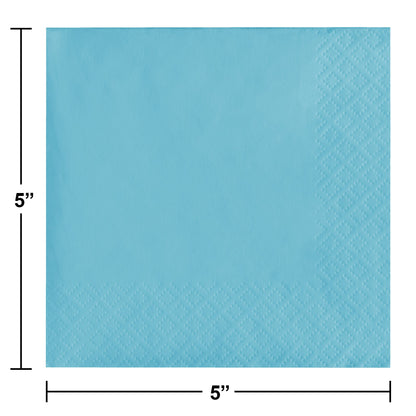 Pastel Blue 2-Ply Beverage Napkins 600 ct Dimension Image