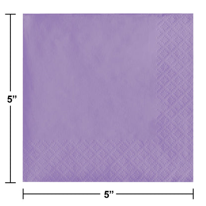 Luscious Lavender 2-Ply Beverage Napkins 600 ct Dimension Image