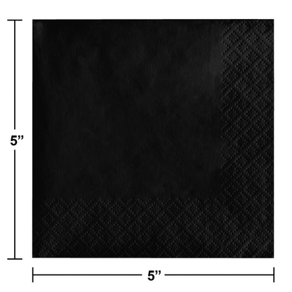 Black Velvet 2-Ply Beverage Napkins 600 ct Dimension Image