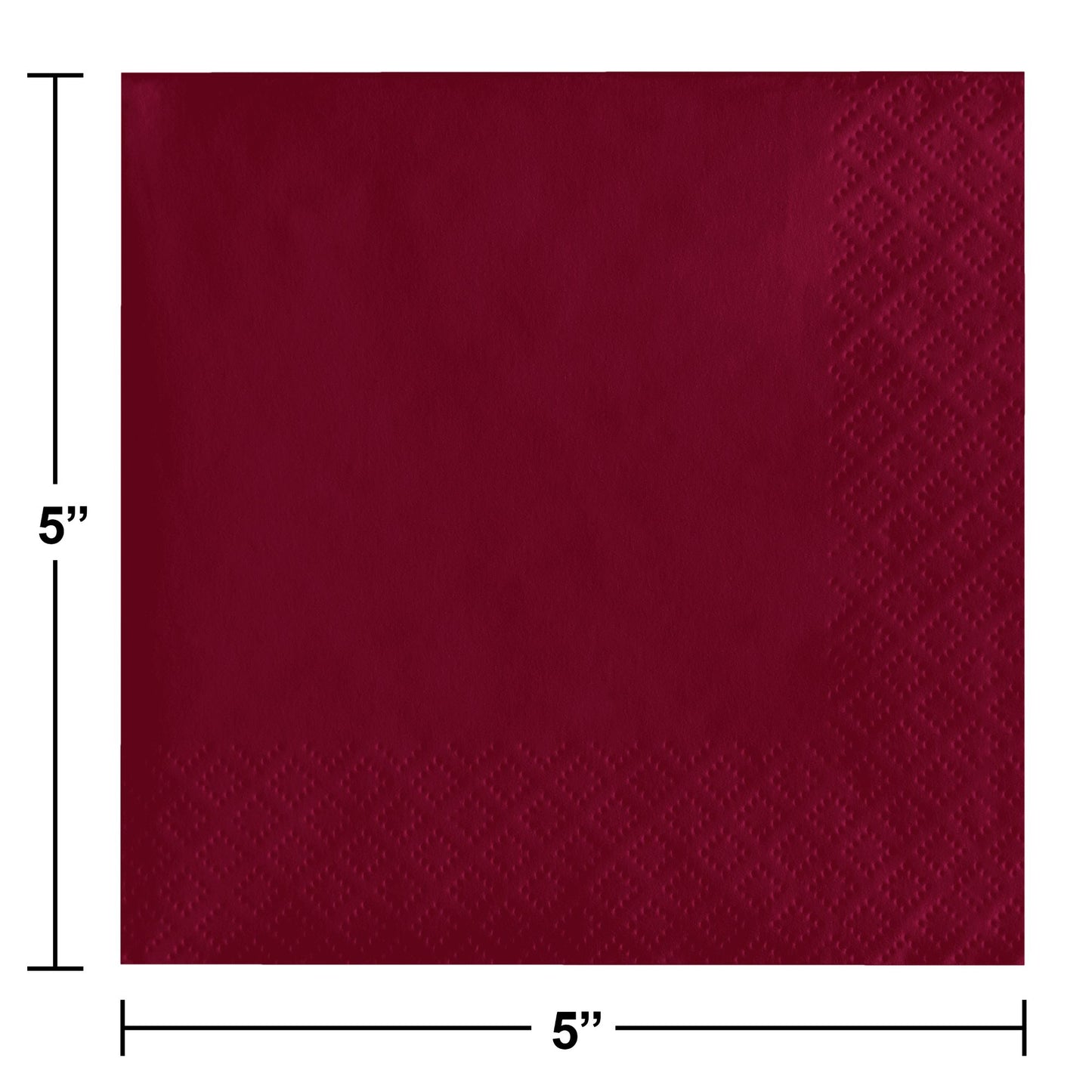 Burgundy 2-Ply Beverage Napkins 1200 ct Dimension Image