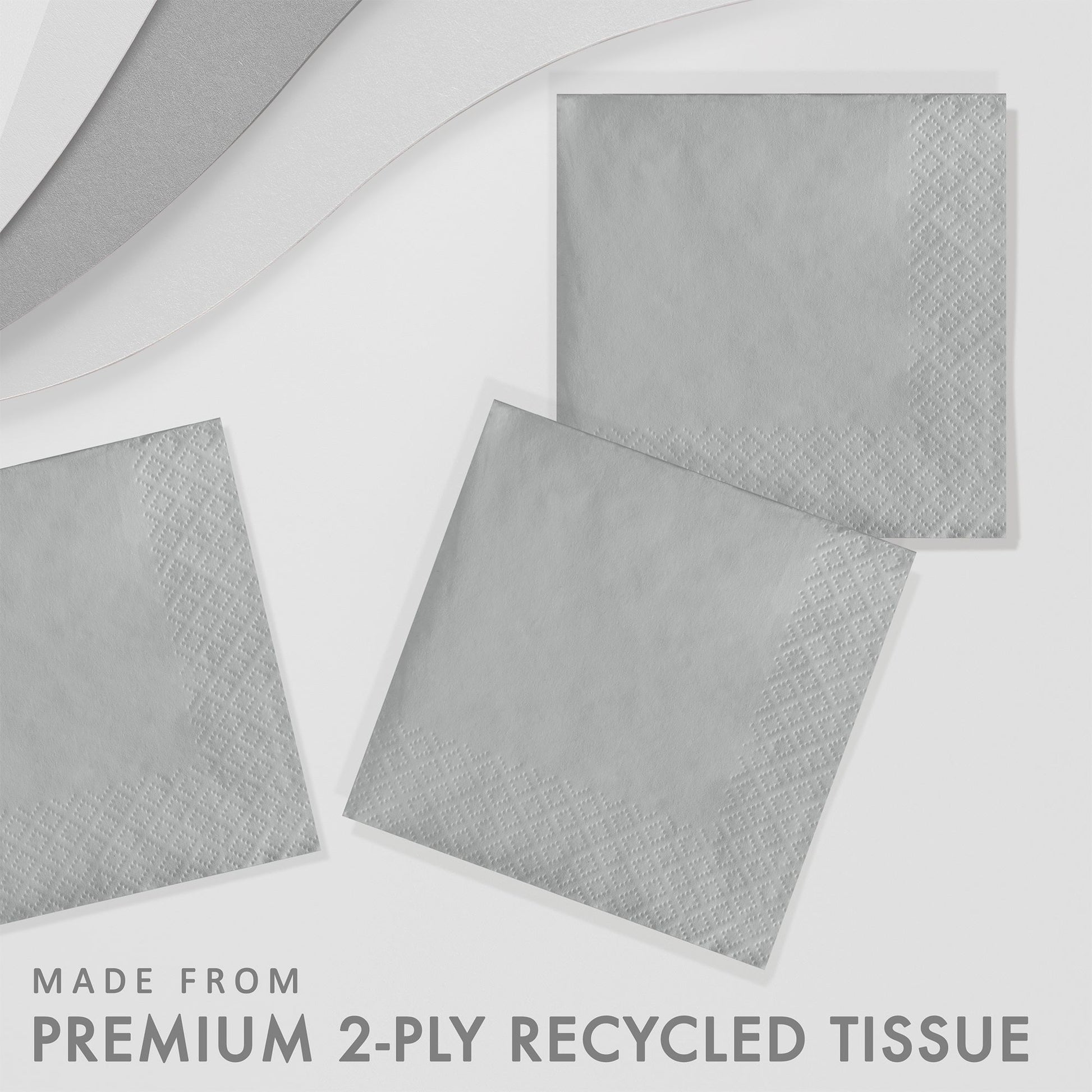 Shimmering Silver 2-Ply Beverage Napkins 1200 ct Feature Callout Image