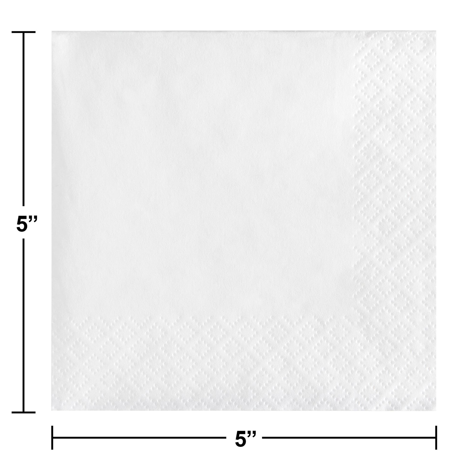 White 2-Ply Beverage Napkins 1,200 ct Dimension Image