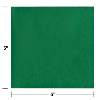 Emerald Green 2-Ply Beverage Napkins 1200 ct Dimension Image