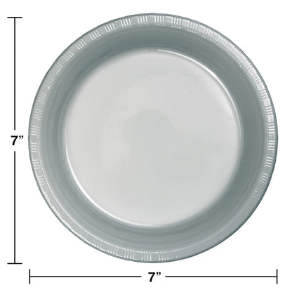 Shimmering Silver Plastic Dessert Plates 240 ct
