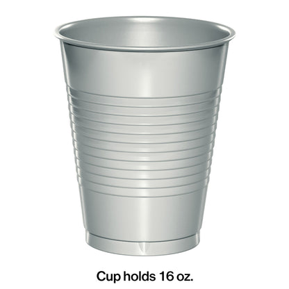 Shimmering Silver 16 oz Plastic Cups 240 ct