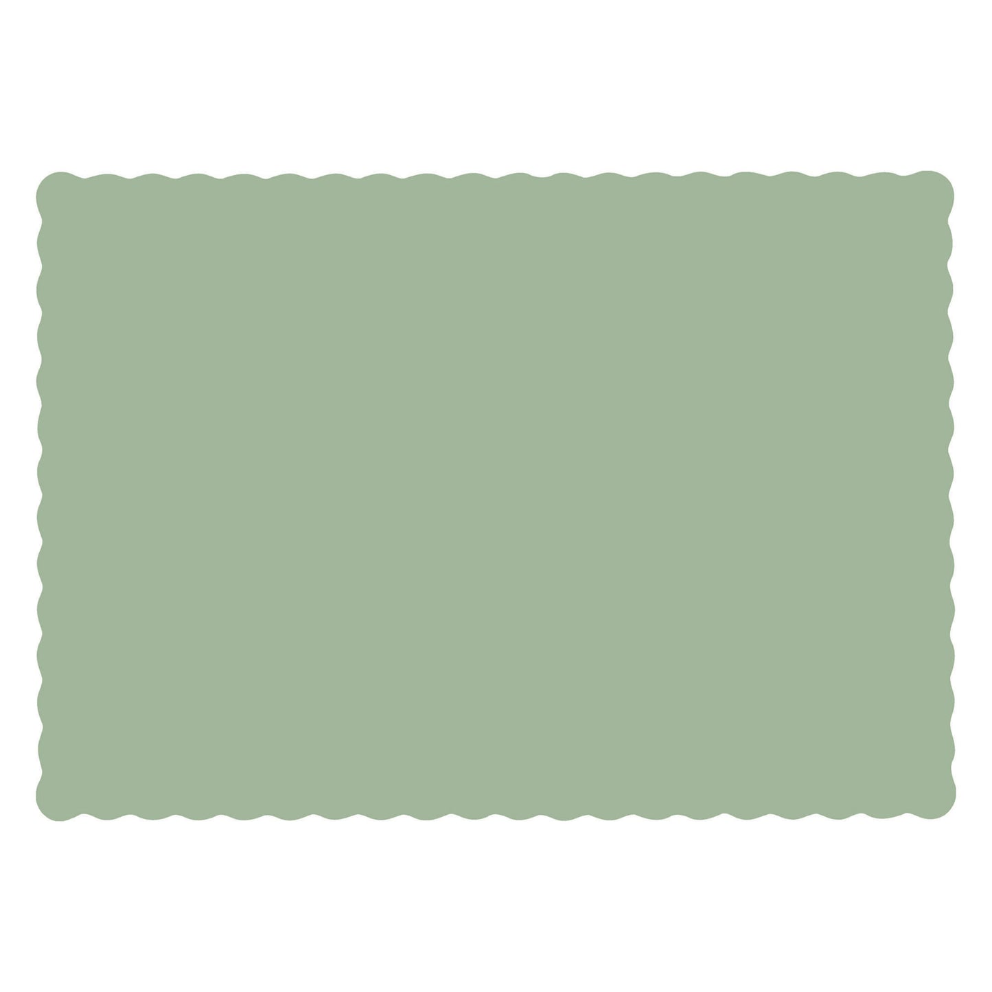 Green placemat with scalloped edge on a white background