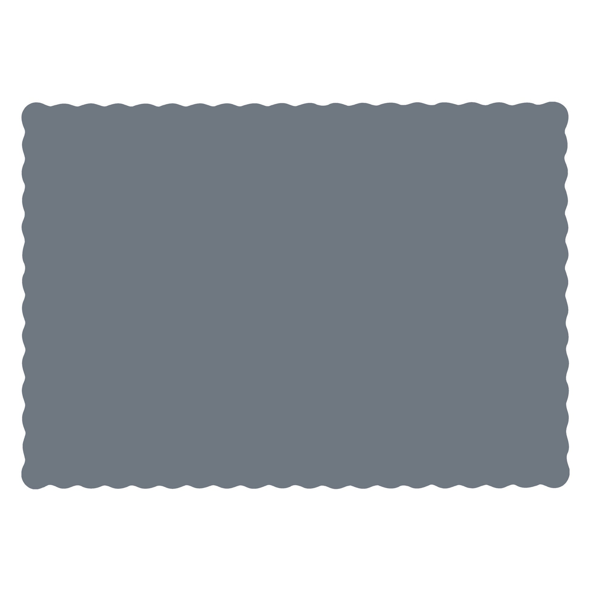 Rectangular placemat with scalloped edge in gray color on a white background