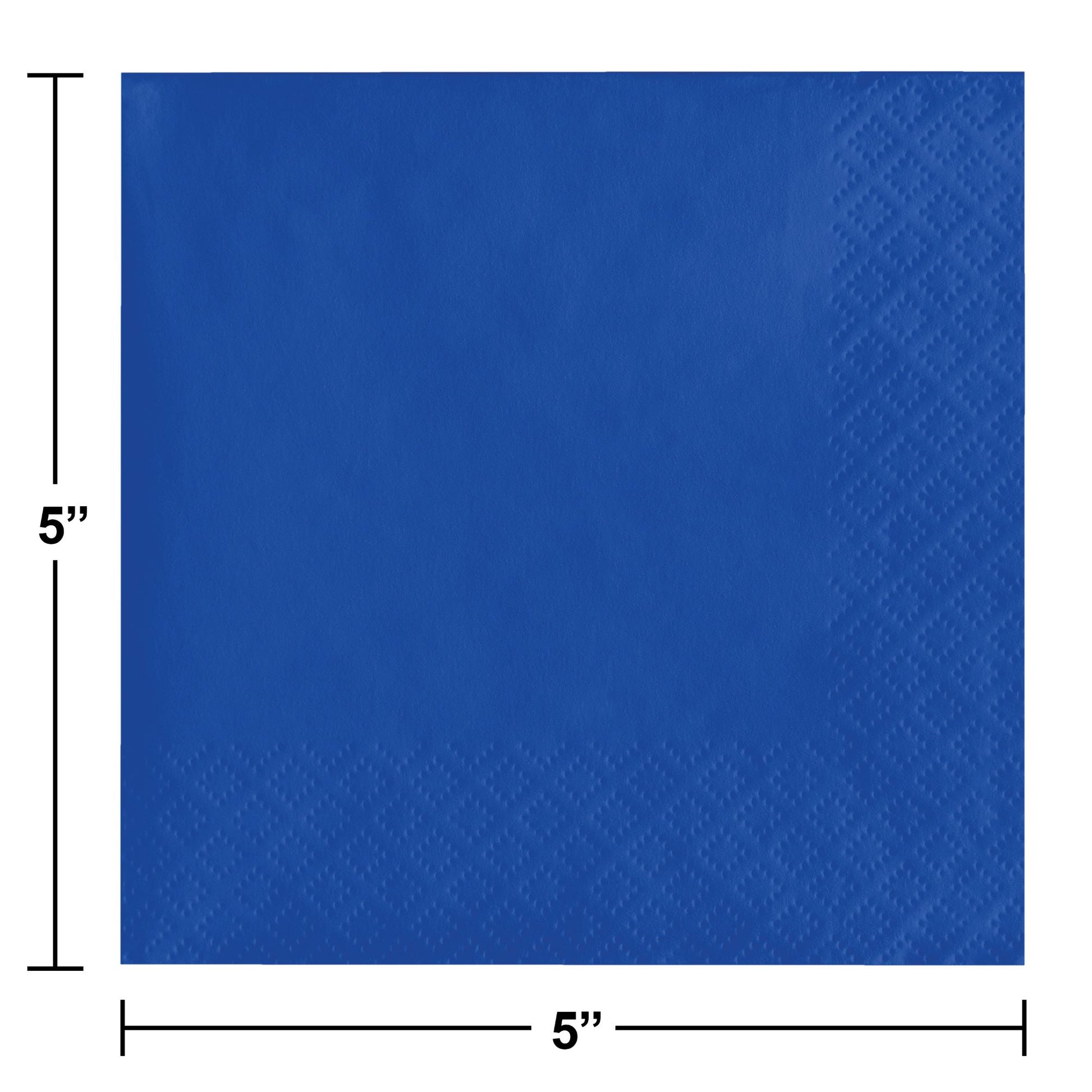 Cobalt Blue 2-Ply Beverage Napkins 1200 ct Dimension Image