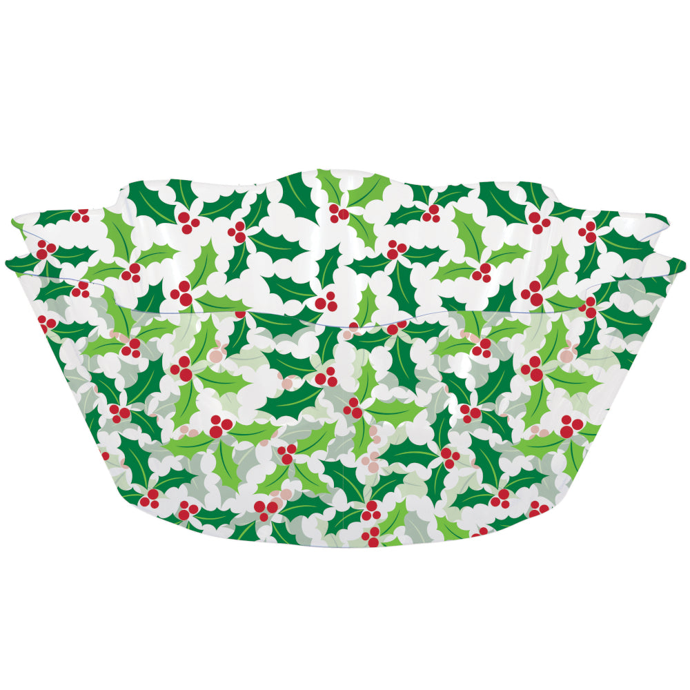 Plastic fluted bowl with all over Christmas holly pattern