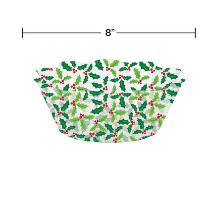 Plastic fluted bowl with all over Christmas holly pattern. Measurements included.