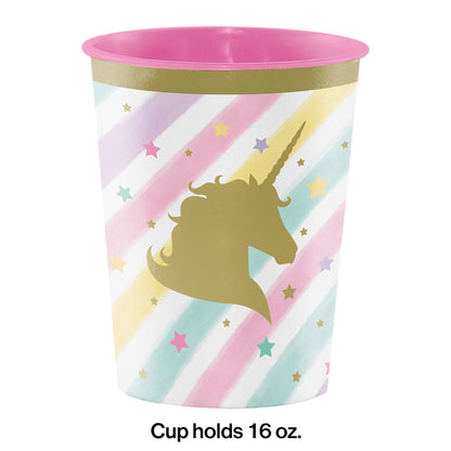 Sparkle Unicorn 16 oz Plastic Keepsake Cups 12 ct