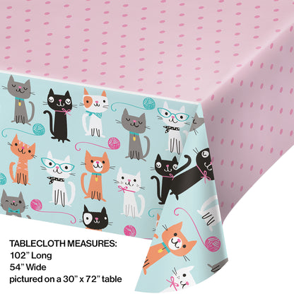 Cat Party Plastic Tablecloths 6 ct