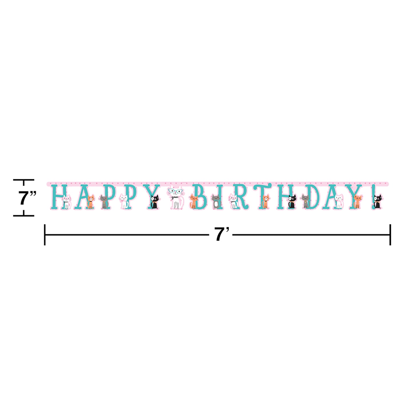 Cat Party Happy Birthday Banners 12 ct