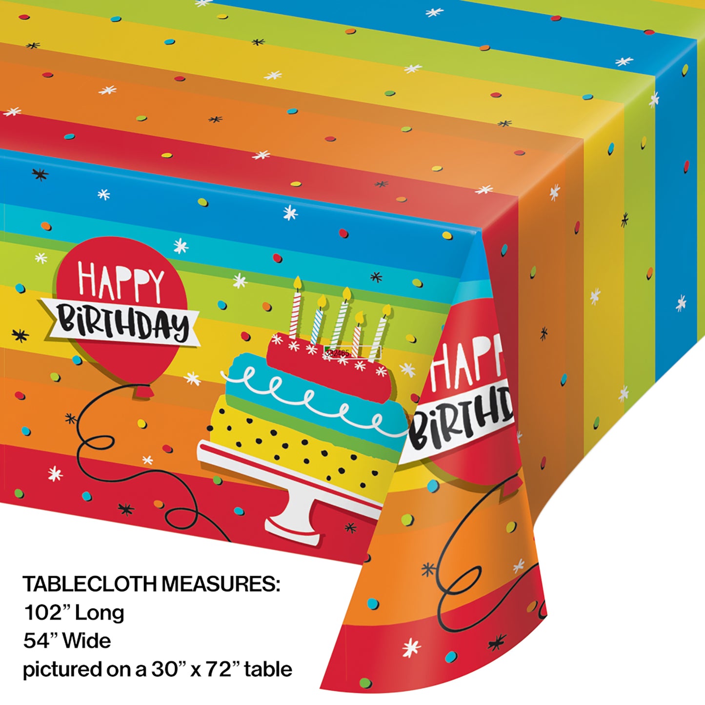 Rainbow Cake Plastic Tablecloths 6 ct