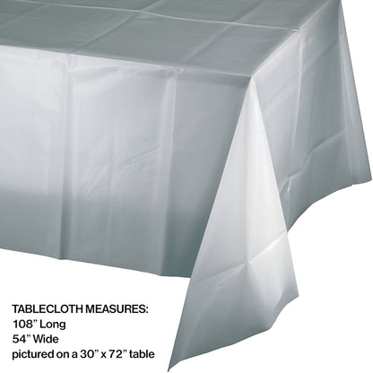 Value Friendly Shimmering Silver Plastic Tablecloths 12 ct