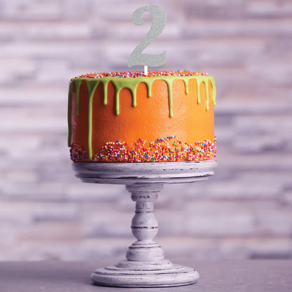 Number 2 Silver Glitter Cake Toppers 12 ct
