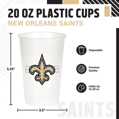 Officially Licensed New Orleans Saints NFL Football 20 oz Plastic Cups 96 ct Bulk